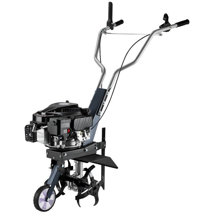 Wiltec 36cm 2.5KW Rotary Tiller with 4 Tiller Blades, 0.8L Tank, 25cm Working Depth, Petrol Tiller with OHV Engine and Aerator/Scarifier