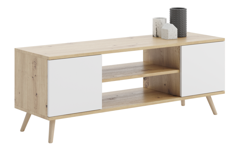 Szafka RTV Focus 135 cm Dąb artisan biały