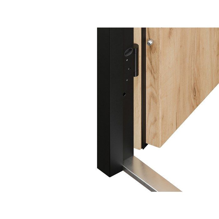 Porte d'entrée en acier pleine et inox H207 x L100 cm effet chêne - épaisseur 68 mm - poussant gauche - LUSADA