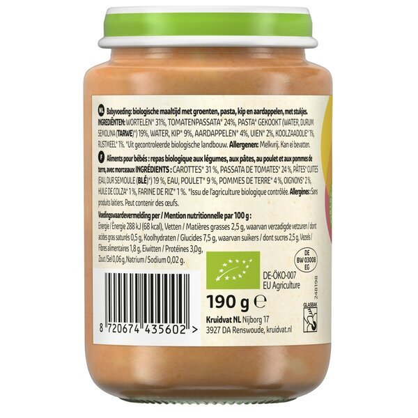 Kruidvat 8+M Organska zelenjavna, testeninska in piščančja moka<br>190g