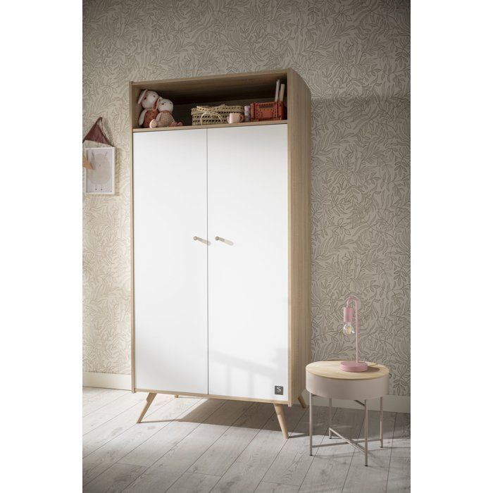 Conjunto de tres muebles para habitación infantil: cuna de 120 x 60 cm + cómoda de 3 cajones + armario de 2 puertas - Access - Madera/Blanco - SAUTHON