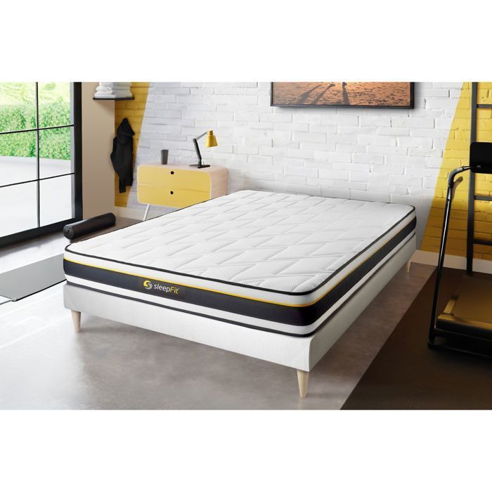 Ensemble sommier + matelas SOFT 160x200 - Blanc - Très ferme - Mousse polyuréthane