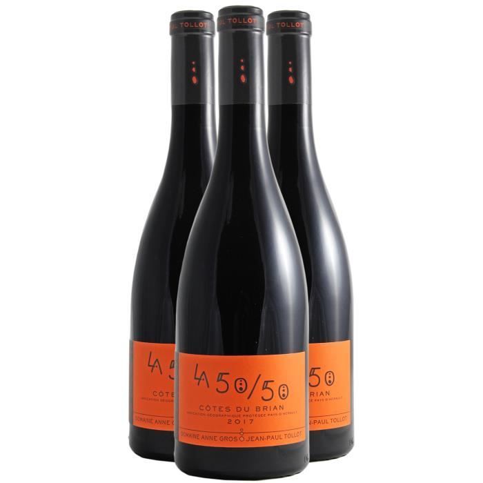 Pays d'Hérault Côtes du Brian La 50-50 Rouge 2020 - Lot de 3x75cl - Domaine Anne Gros et Jean-Paul Tollot - Vin IGP Rouge du