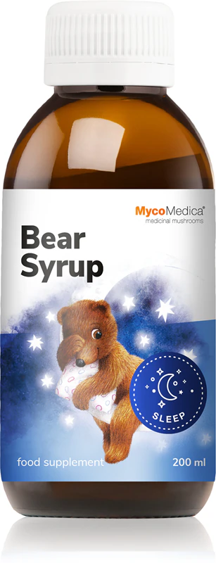 Xarope MycoMedica Bear Syrup, suplemento alimentar para o bem-estar mental.