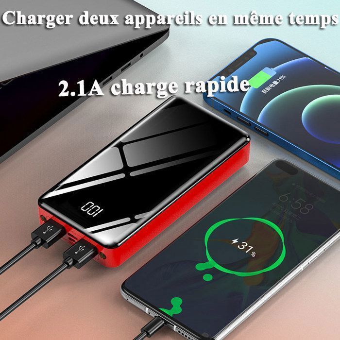 FUNSEE®Batterie Externe portable 50000mah charge rapide power bank, batterie chargeur mobile pour tous les téléphones - blanc