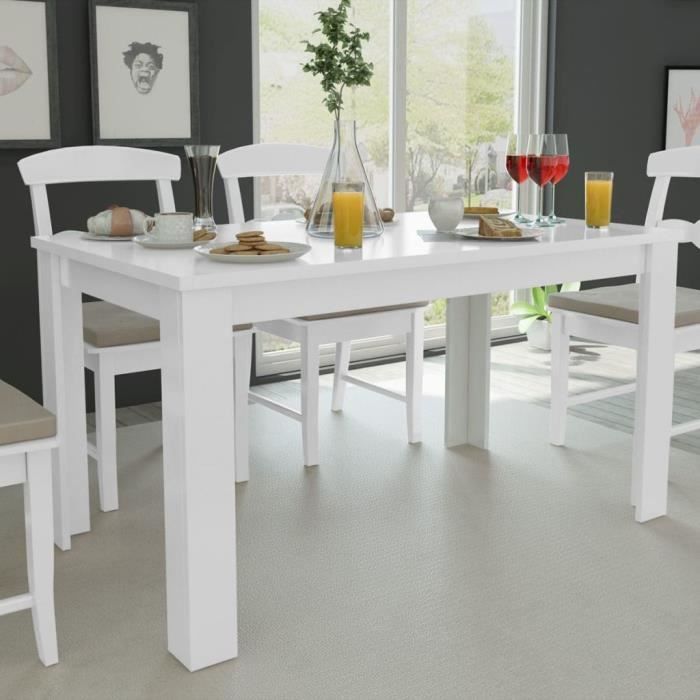 Mesa de comedor - Profesional - 140 x 80 cm - Blanca - Rectangular - 6 plazas