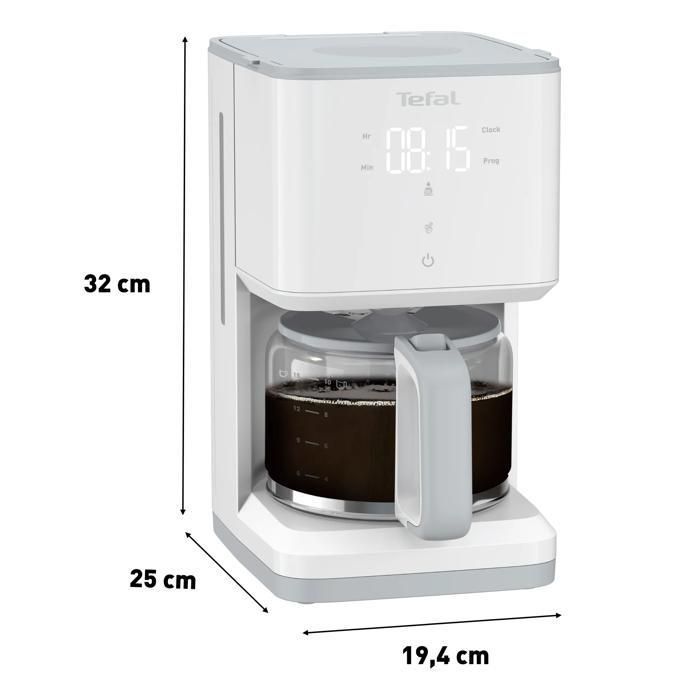 Cafetière filtre programmable TEFAL SENSE blanche 15 tasses, 1,25L CM693110