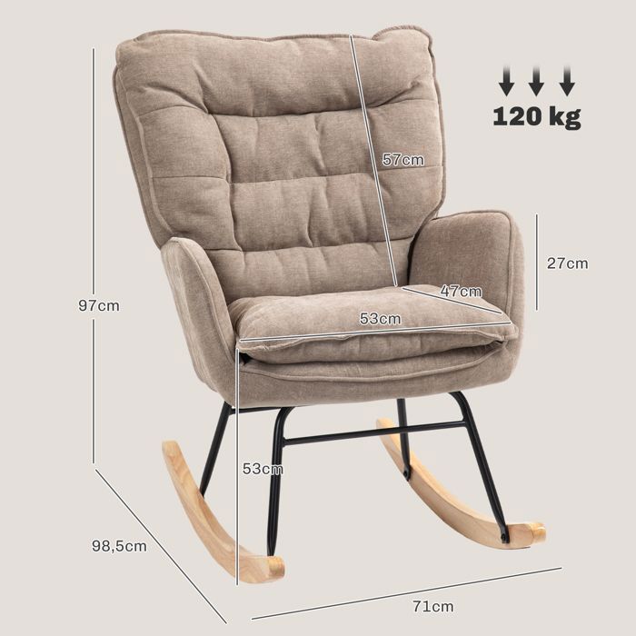 Feuille épaissie Fauteuil à bascule Fauteuil à accoudoirs, fauteuil d'allaitement avec aspect chenille, fauteuil à bascule jusqu'à