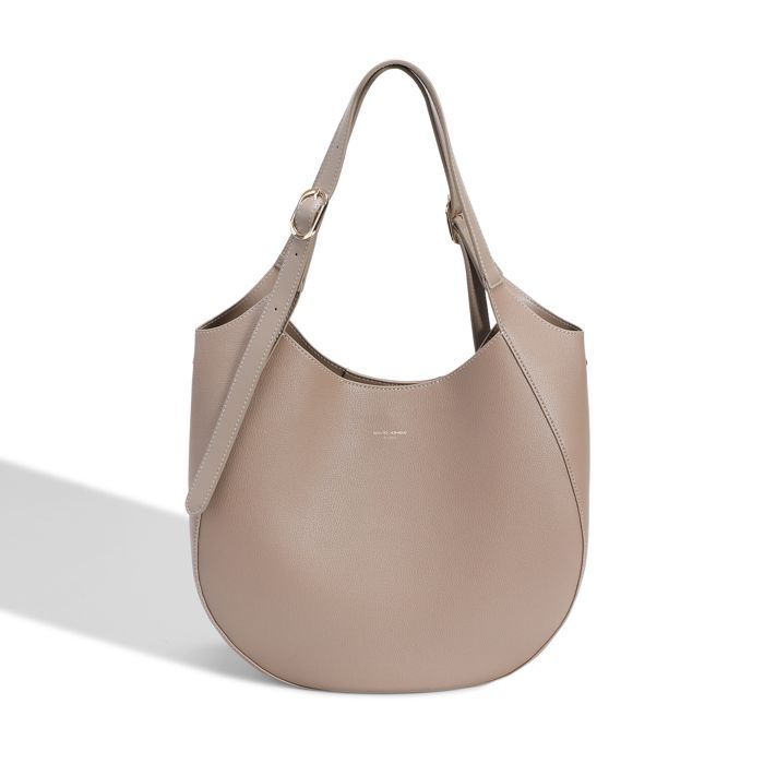 David Jones - Large Hobo Shoulder Bag in PU Leather for Women - Beige