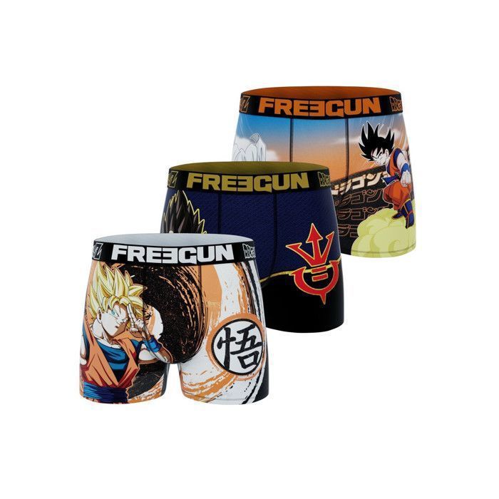 Freegun Boxer Garcon DRAGON BALL Z, Caleçon Garcon - Orange  (Lot de 3)