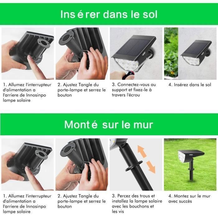 Paquete de 2 focos solares exteriores NetBoat de 30 LED, resistentes al agua IP67, con iluminación ajustable y panel solar de 180°.
