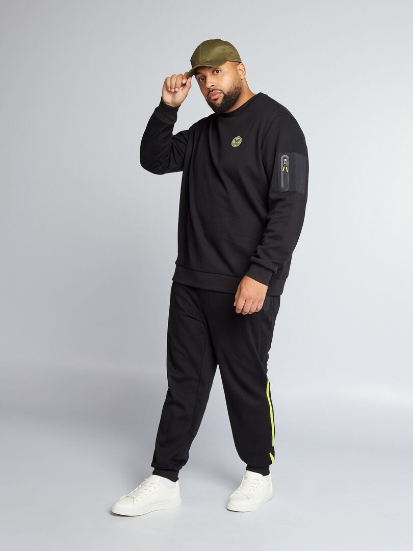 Piqué gebreide joggingbroek - zwart