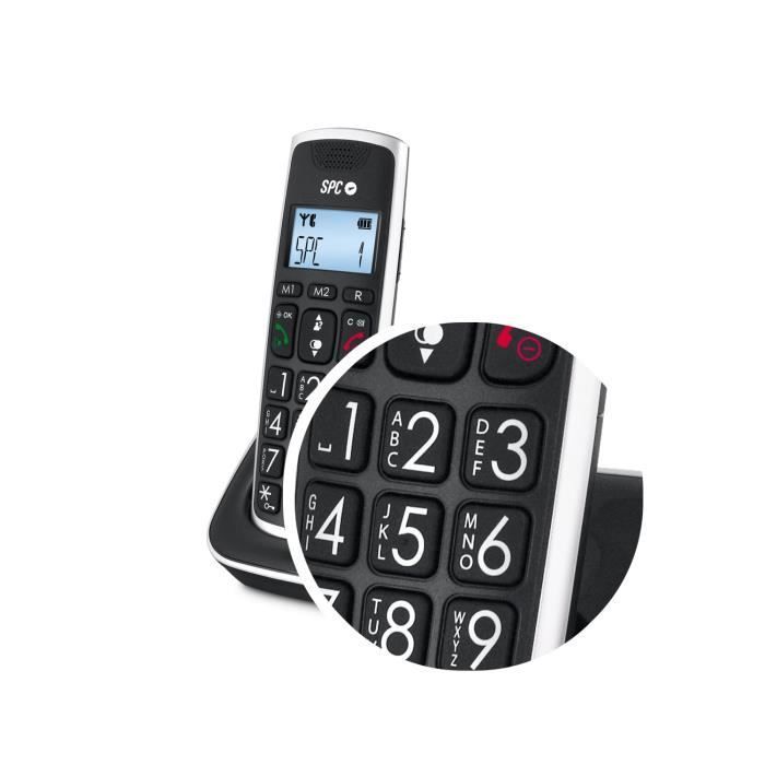 Telefone fixo sem fio Kaiser SPC Comfort Senior - Teclas e números extragrandes, som amplificado extra, agenda telefônica
