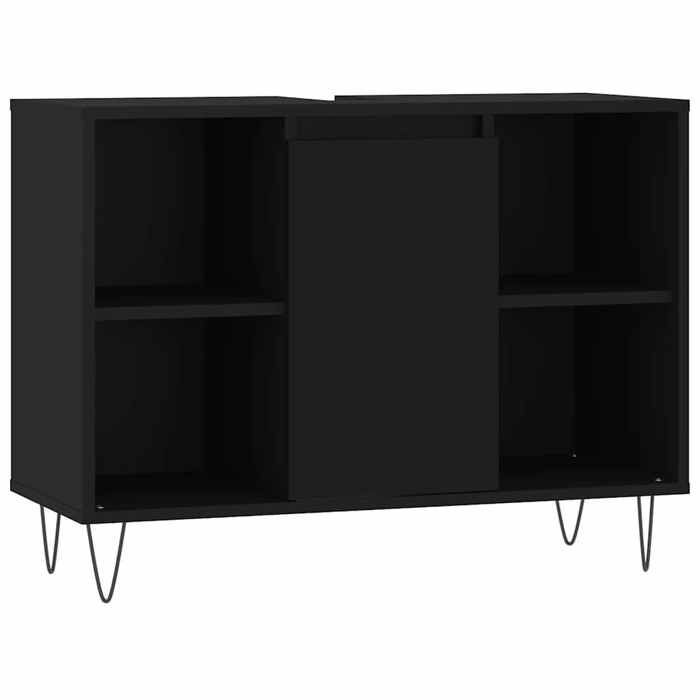 vidaXL Zwarte Badkamerkast 80x33x60 cm Samengesteld Hout 831629
