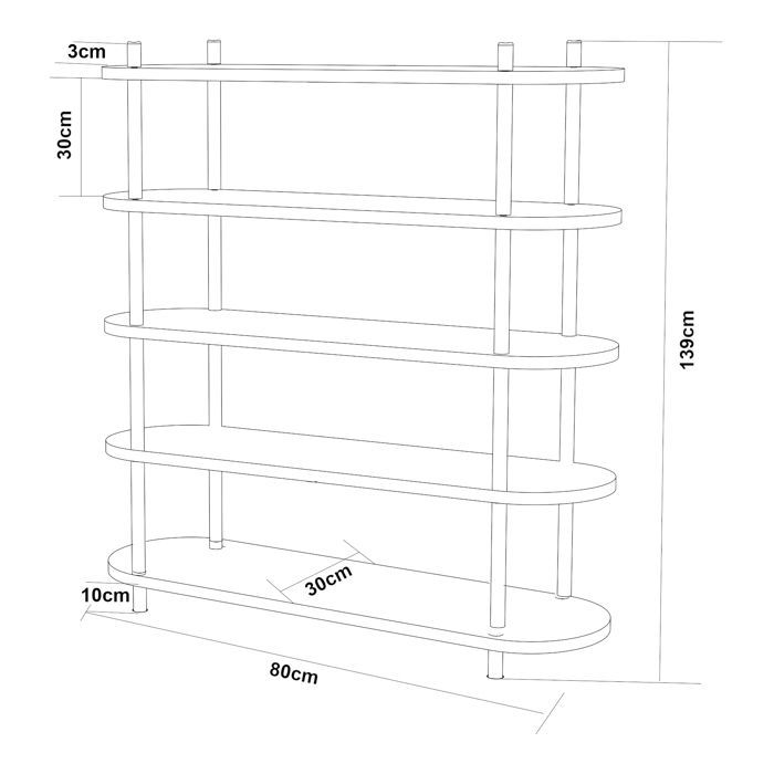 Freestanding Øvre 5-tier white shelf