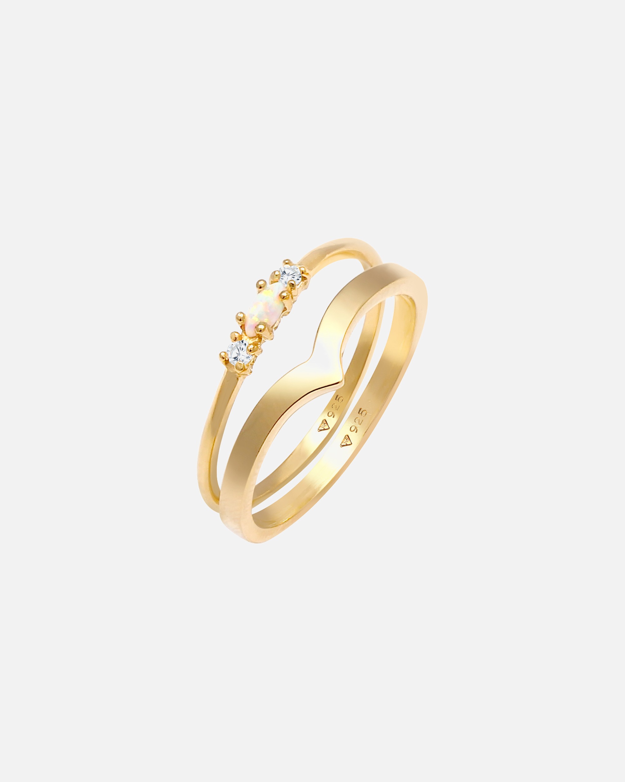 Elli Femmes Ensemble Marquise Forme de V Basique avec Opale Synthétique et Cristaux de Zirconium en Argent Sterling 925