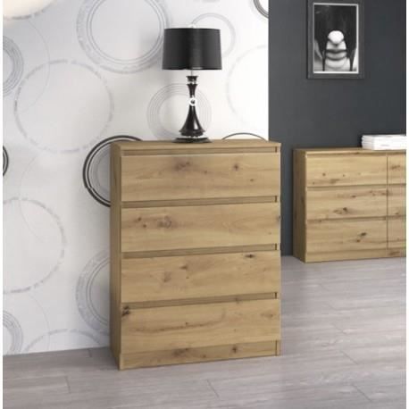 ASTER T4 - Cómoda para dormitorio/oficina/sala de estar 70x40x95,5 cm con 4 cajones - Mueble de almacenamiento moderno - Cómoda de estilo escandinavo - Tocador