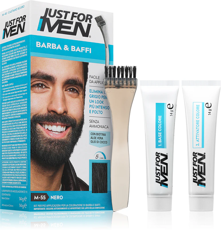 Speciaal voor mannen: snor- en baardverf om grijs haar te bedekken.