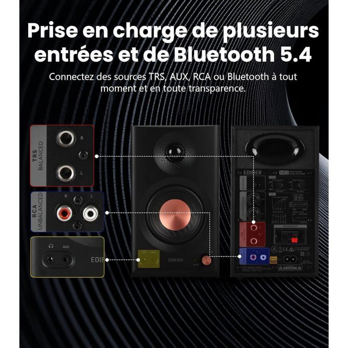 Monitores de estudio compactos - SVATV - Audio de alta resolución - Bluetooth V5.4 - Controles físicos - RCA - AUX