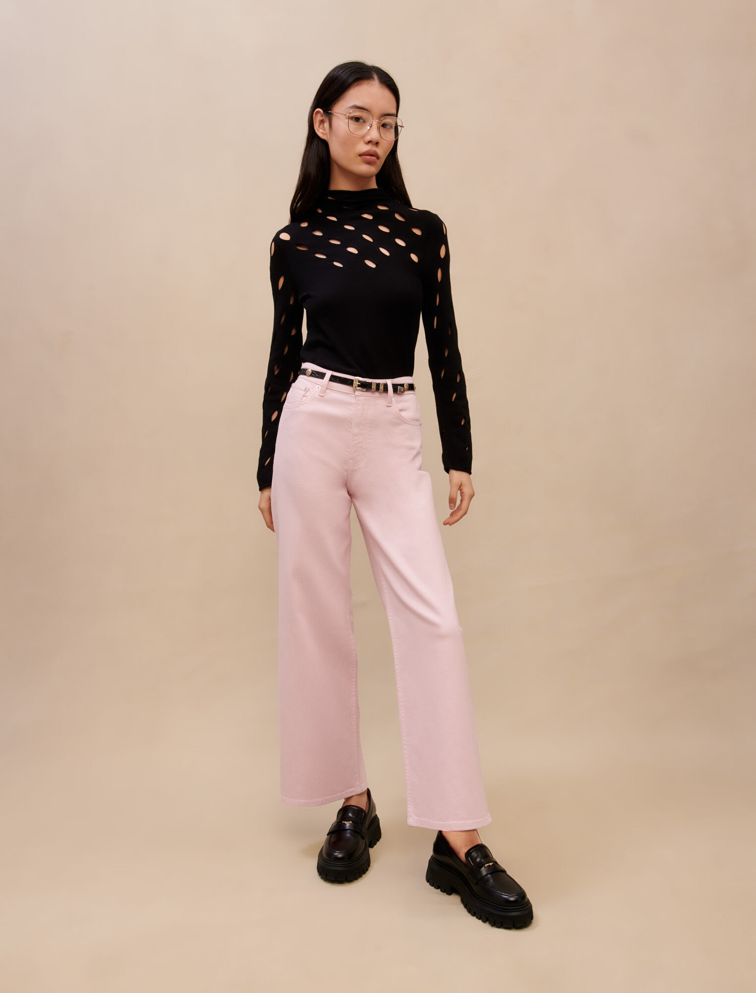 Roze jeans met wijde pijpen - Parma