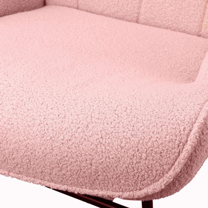 Fauteuil à bascule avec velours teddy,Rocking Chair,Fauteuil à bascule allaitement,bois massif et cadre en métal,rose