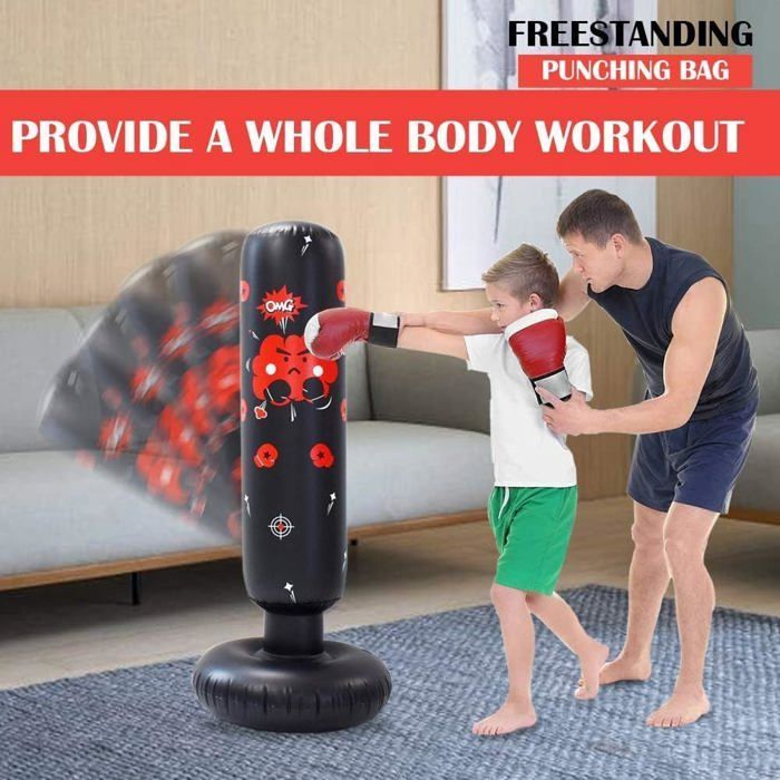 Saco de boxeo inflable de 120 cm para niños, saco de boxeo de rebote instantáneo para entrenamiento de kárate.