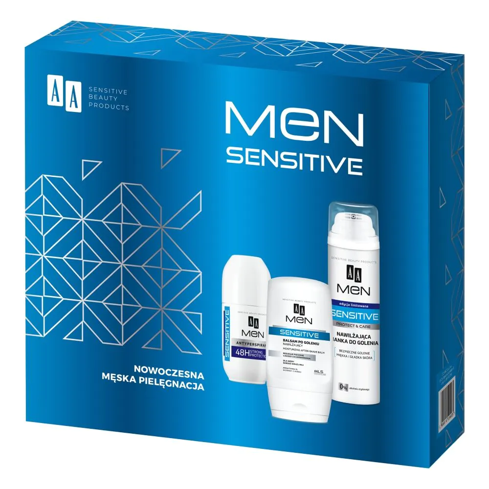 AA Men Sensitive Zestaw: żel po goleniu + pianka do golenia + antyperspirant
