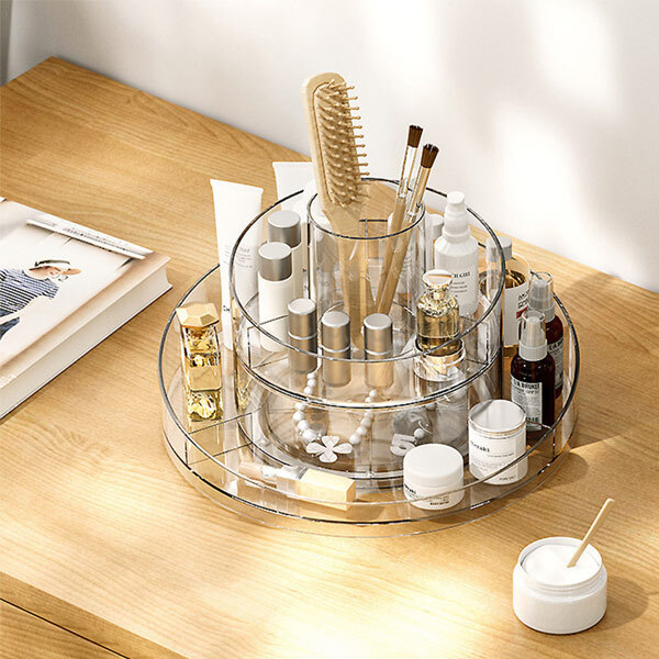 Livingandhome Circular Chic Sminkförvaring med Borstehållare