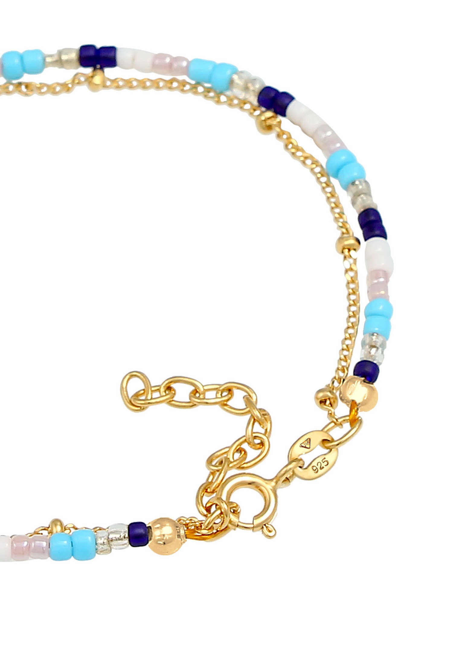 Elli Femme Kauri Shell Ball Necklace Perles colorées en argent sterling 925 plaqué or