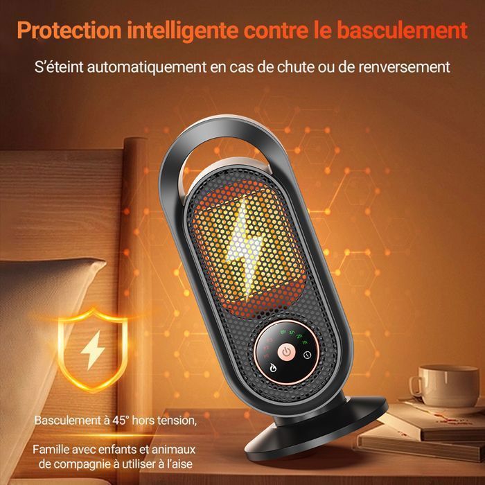 Calentador auxiliar INKBIRD de 1500 W, calentamiento rápido, pantalla táctil capacitiva, PTC, oscilación de 60°, control de consumo energético, temporizador.