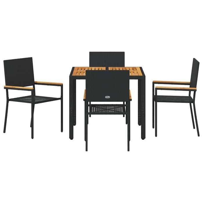 STAR SALE® Gartenmöbel-Set (5-teilig) – UV-beständig – Schwarzes Polyrattan 90 x 90 x 75 cm T82