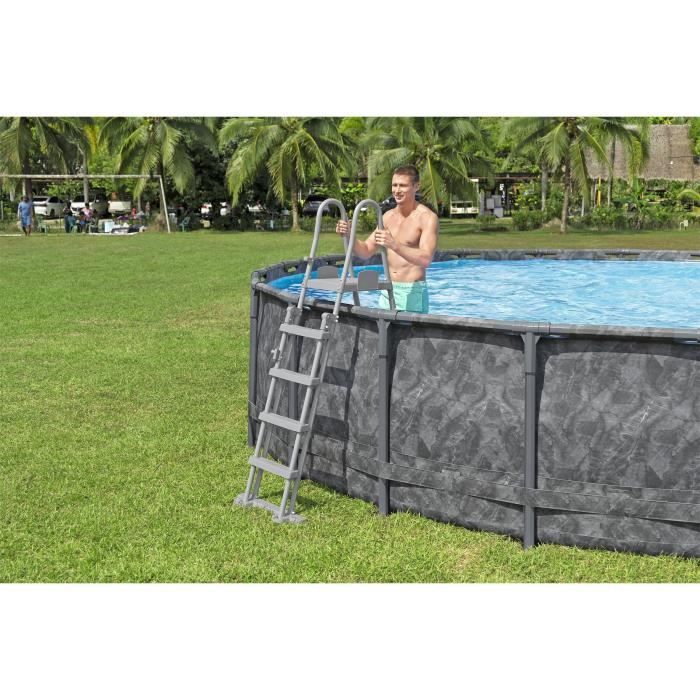 Kit de piscina tubular desmontable BESTWAY - APX 365™ - 671 x 132 cm - Redonda (Filtro de arena, 500 g de poliesfera, escalera, cubierta)
