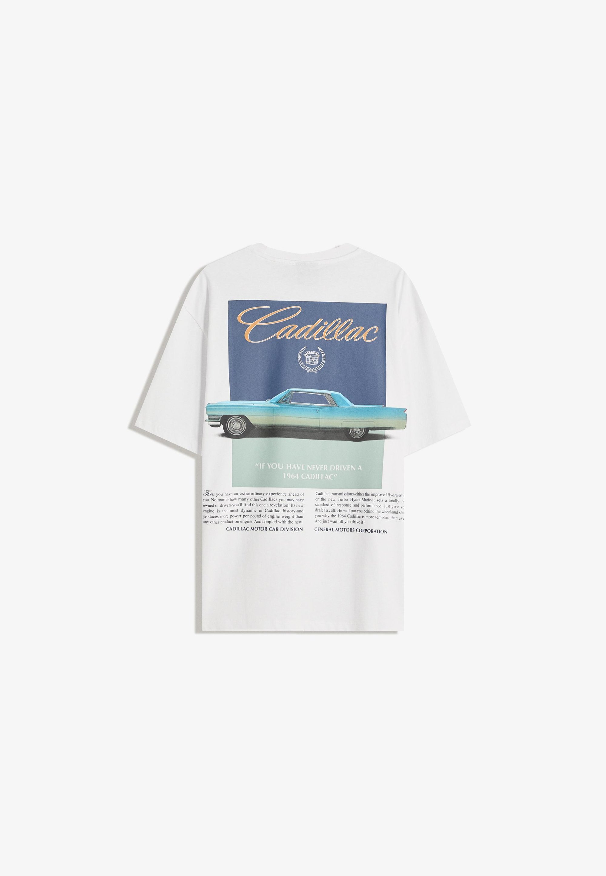 Bershka T-shirt met korte mouwen en Cadillac-print - wit