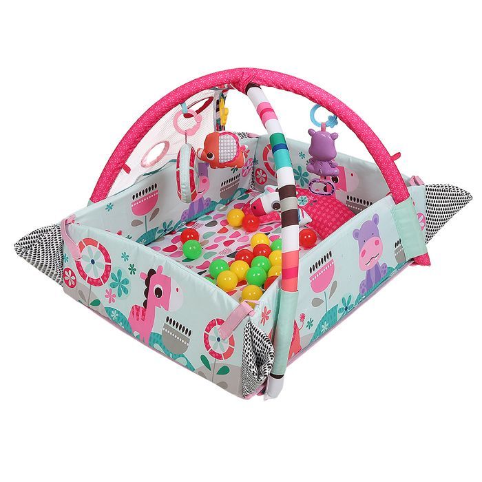Alfombra de juegos musical multifuncional para bebés - ERROLVES - Rosa - Estructura de fitness 5 en 1 - Área de actividades interactivas