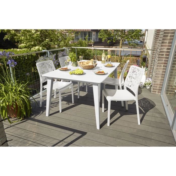 Tuintafel - Rechthoekig - Kleur: wit - Kunsthars - 6 personen - LIMA - Allibert by KETER