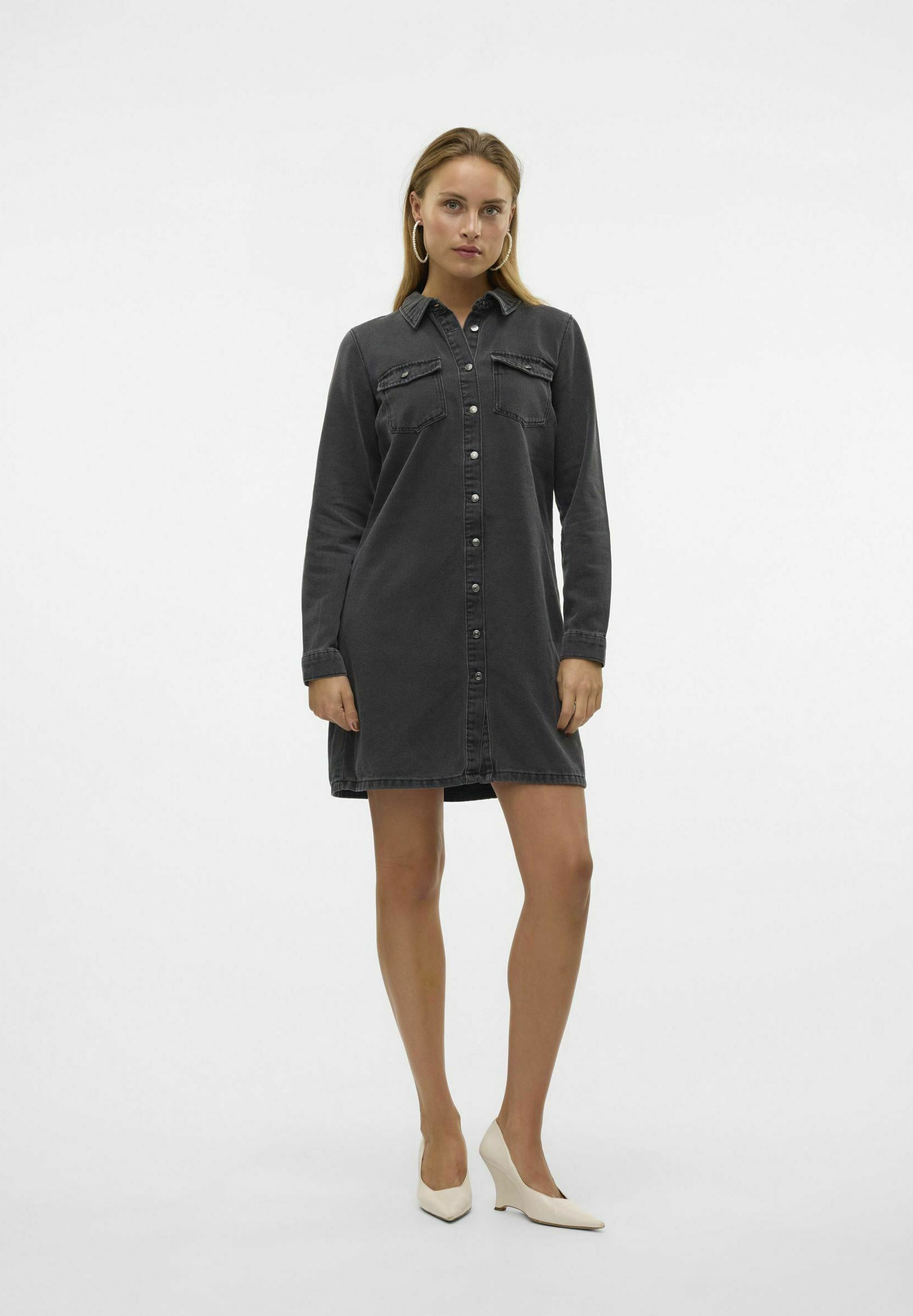 Vero Moda VMJENNIE SHORT DRESS - Rochie din denim - black denim