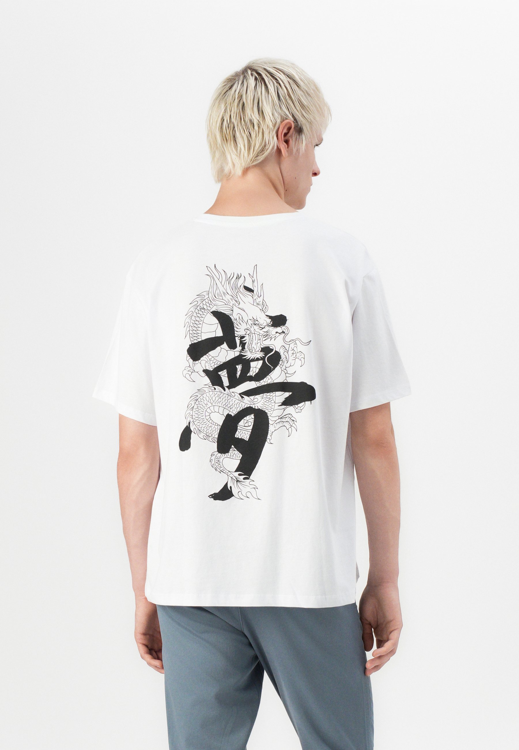 T-shirt Jack & Jones JJMIKO à col rond - Imprimé - Blanc