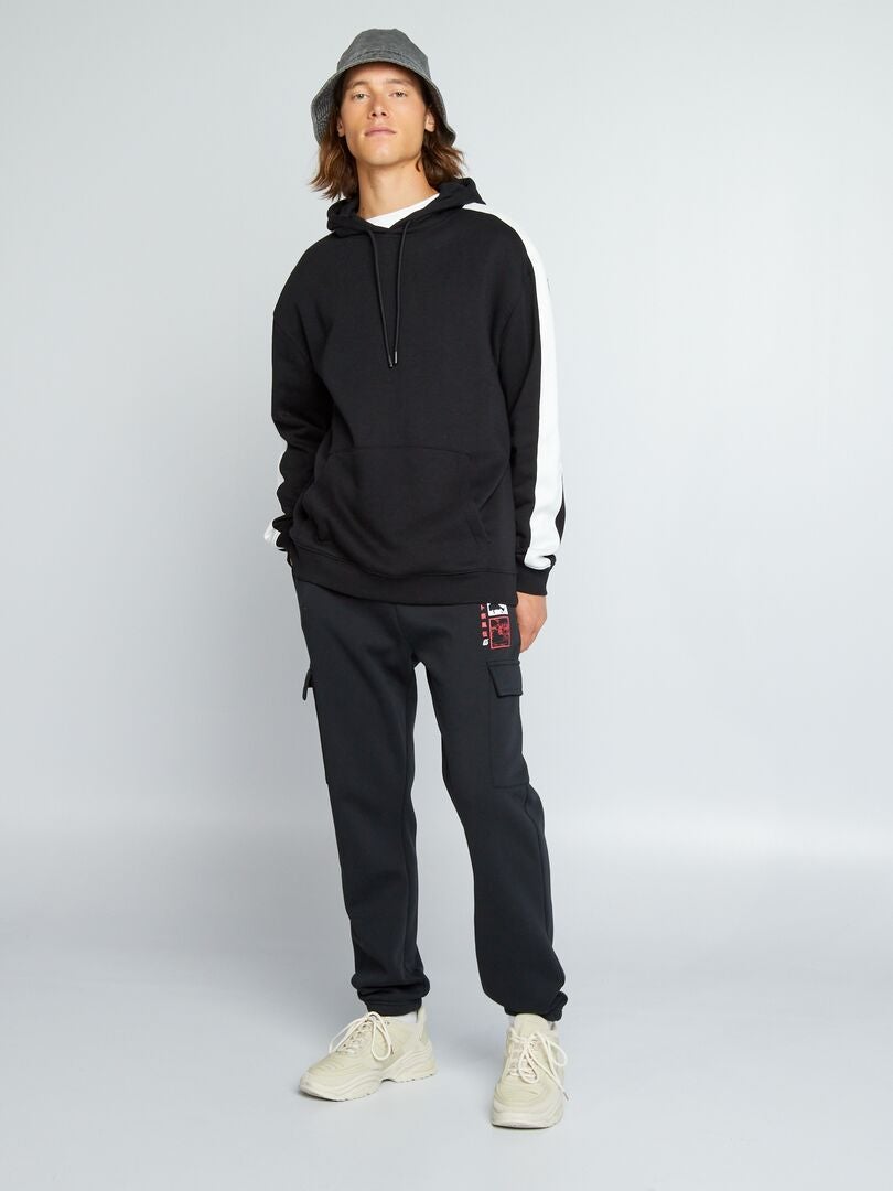 Sudadera con capucha bicolor - Negra