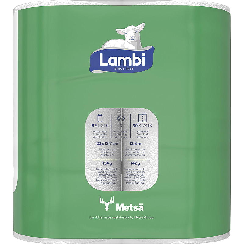 Lambi Torktumlarrullar 8-pack vita Lambi