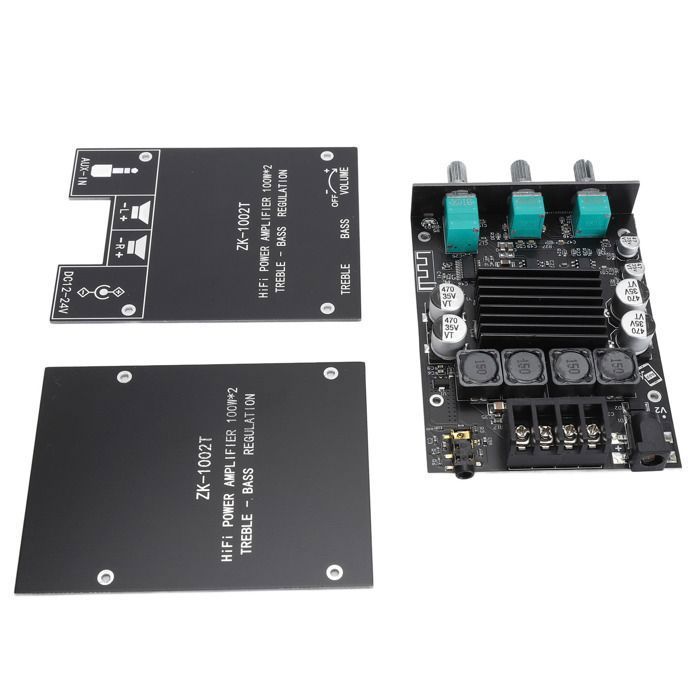 Carte amplificateur Bluetooth Carte amplificateur 2x100 W HIFI avec contrôle des basses aigus TPA3116D2 Entrées AUX Label