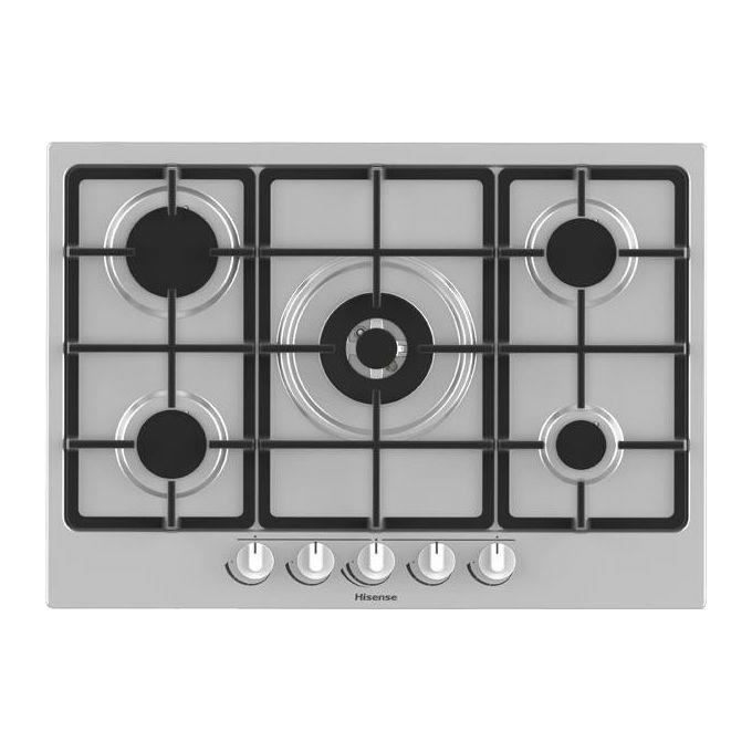 Gaskochfeld - Hisense - GM773XF - 5 Kochzonen - Doppel-Wokbrenner - Fingerabdruckresistenter Edelstahl