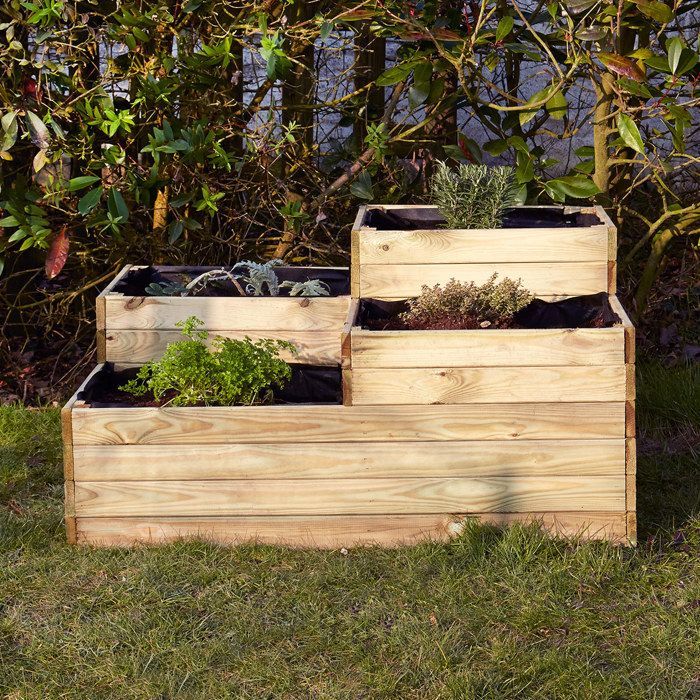 4-bed wooden raised garden bed