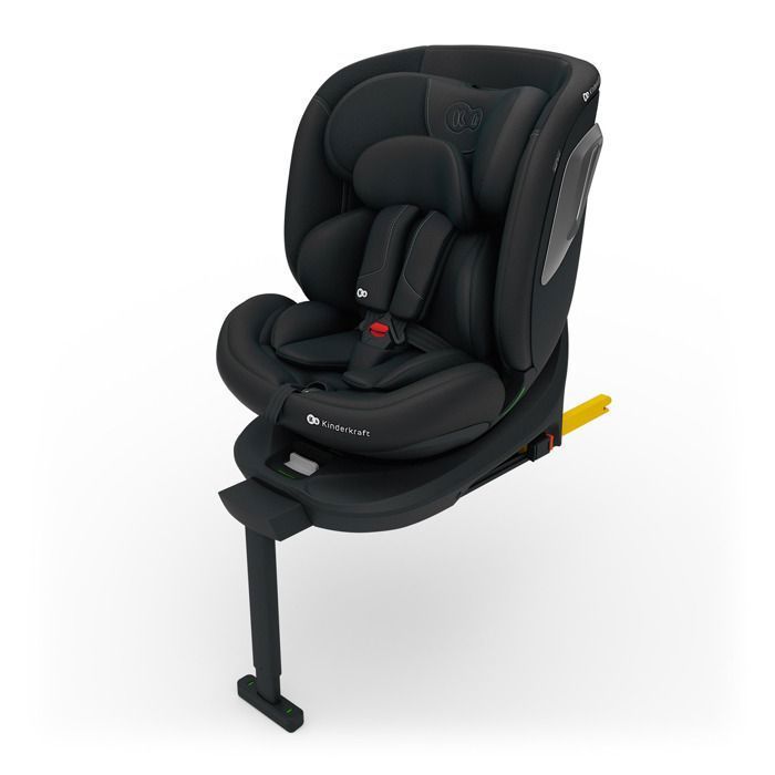 Silla de coche Kinderkraft I-360 2 PLUS 4 en 1 i-Size de 40 a 150 cm, asiento giratorio 360°, ISOFIX, convertible desde el nacimiento hasta los 12 años, color negro.