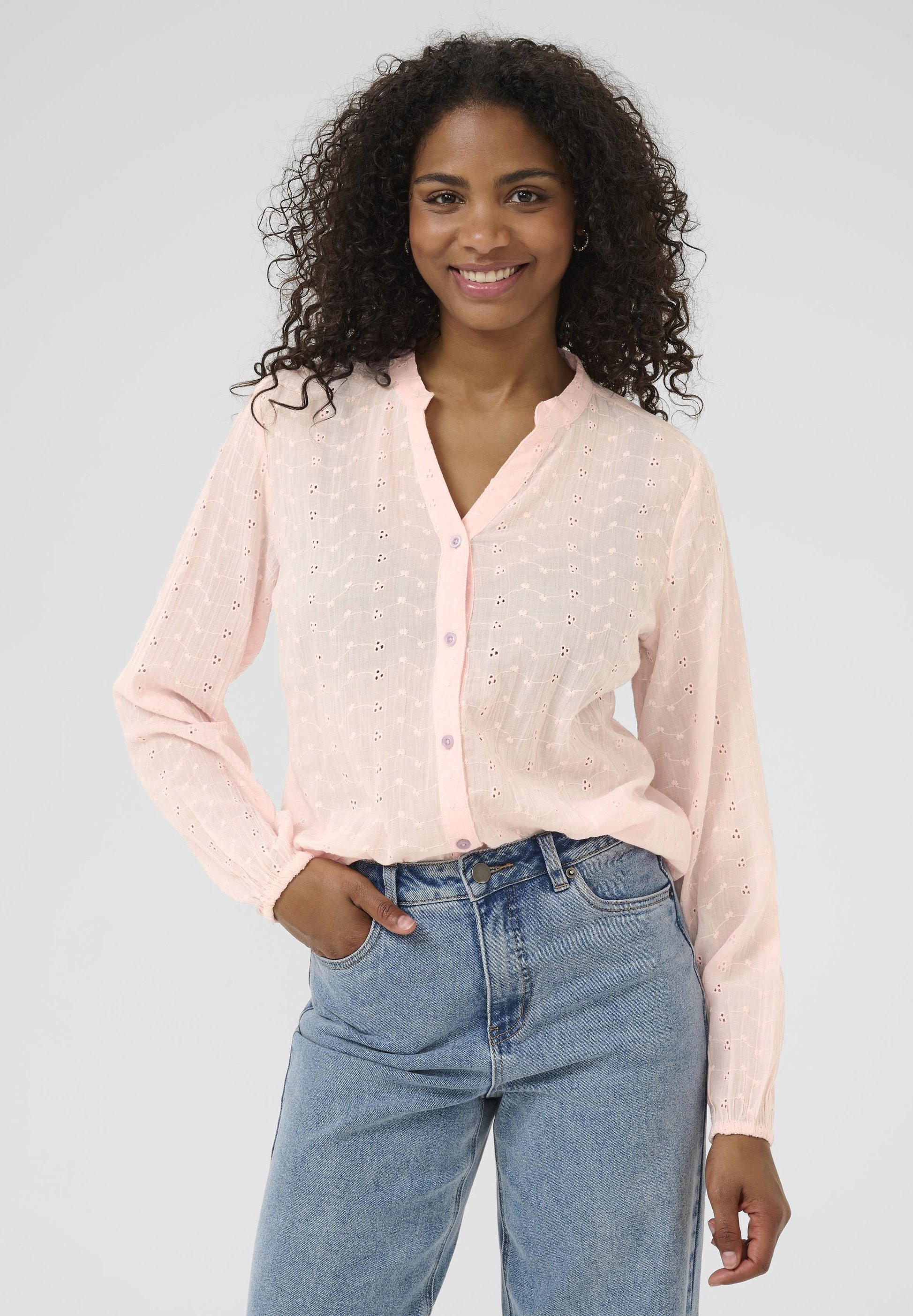 Kaffeebraune Bluse mit Knopfleiste - Lotus