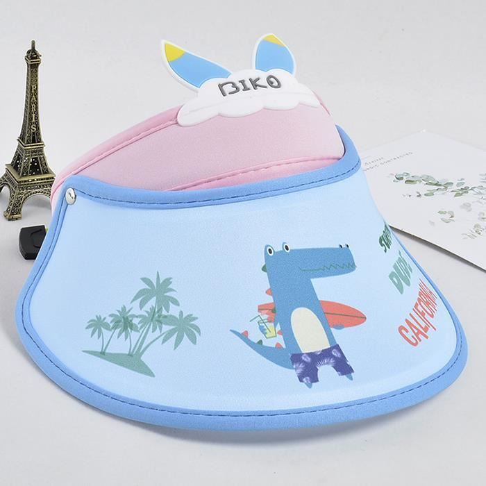 Gorro de verano FUNMOON para niño - Diseño de dibujos animados - Protección solar - Ajustable - Azul