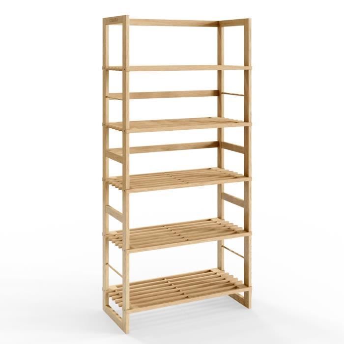 CASARIA® Estantería de madera de 5 niveles, 136 x 58 x 27 cm, organizador multifuncional para baño y cocina.