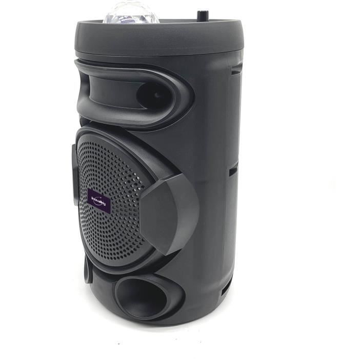 INOVALLEY KA02 BOWL - Altoparlante Bluetooth con luci da 400 W - Funzione Karaoke - Sfera caleidoscopica a LED multicolore - Porte USB e Micro-SD