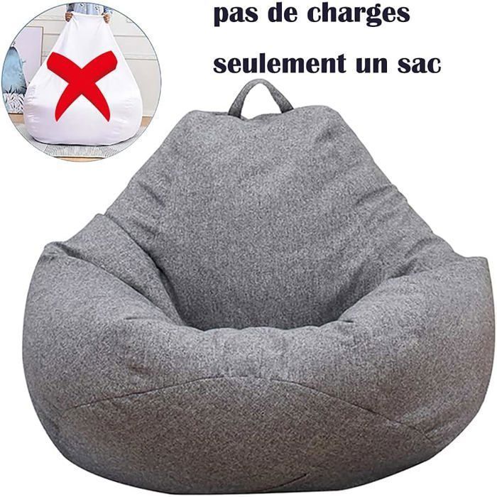 Sac Haricots Pouf Adultes,Rangement de Jouets Stockage,Housse de Pouf Poire,Pouf Pliable Fauteuil Fauteuil de Salon(Gris,80x90cm)