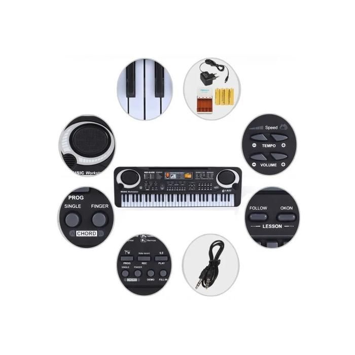 Clavier Piano Électronique - 61 Touches - Haut-parleur - Microphone - Jouet Éducatif