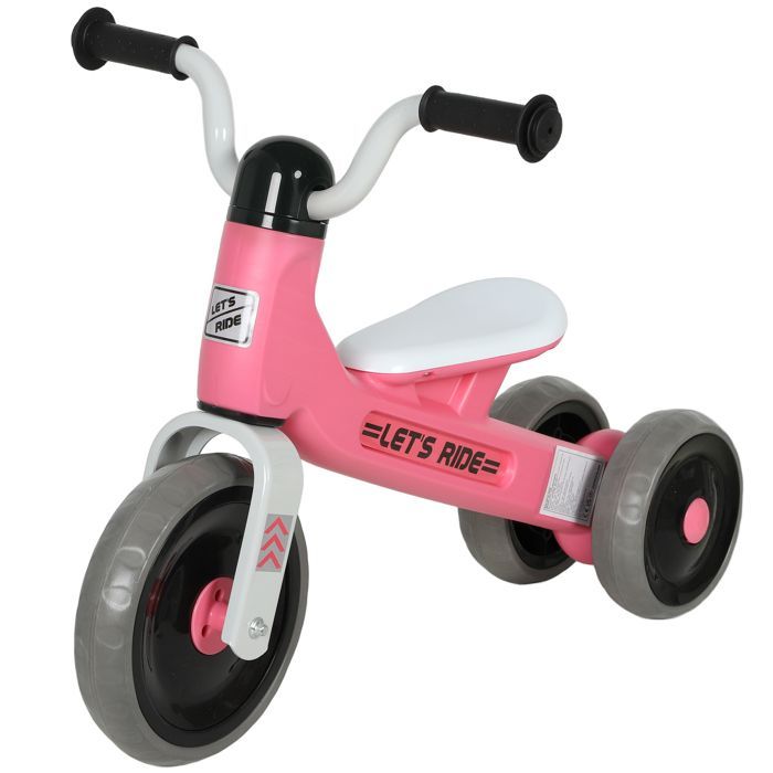Loopfiets voor baby's - AIYAPLAY - 1-3 jaar - 3 stille wielen - voor binnen en buiten - metaal en kunststof - 69x40x49 cm, roze
